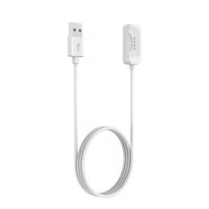 White USB-A charger for OPPO Watch models including Watch X, X2, 4 Pro, 3/3 Pro, 2, and SE, with 1m cable.