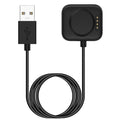 Black USB-A magnetic charger cable for OnePlus Watch 2, 2R, or 3, 1 meter long, shown connected to a smartwatch.