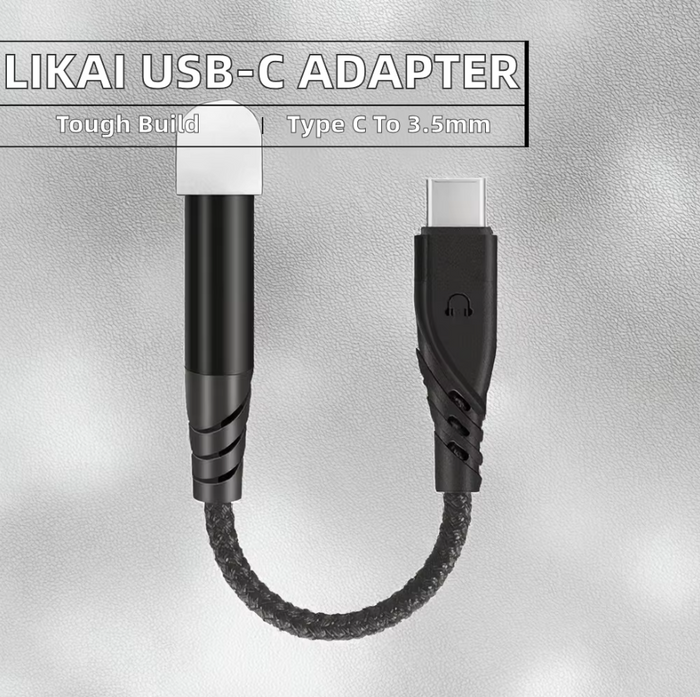 Techplus USB-C to 3.5mm headphone jack adapter for car and iPhone, AUX audio cable with compact design