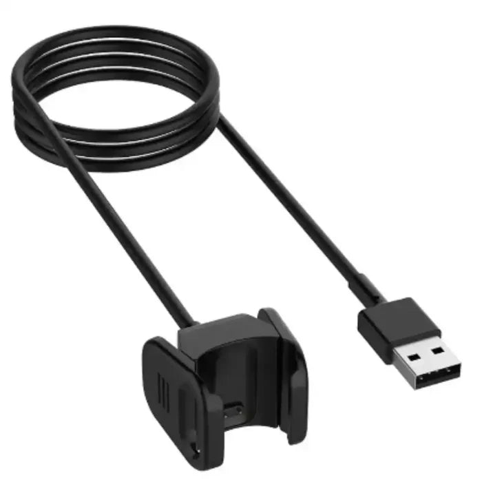 Habicare TWS USB charger cable for Fitbit Charge 3 and 4, showing the cable with USB connector and charging end.