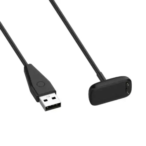 Habicare USB charger cable for Fitbit Charge 5 and 6 TWS, showing the flexible cable with connector for charging Fitbit devices.