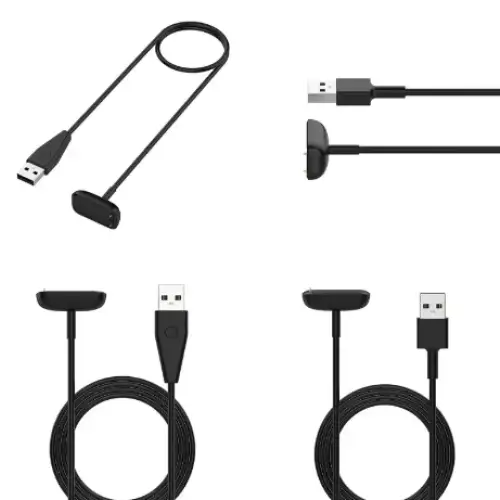 Habicare TWS USB charger cable for Fitbit Charge 5 and 6, showing the cable with connectors for charging Fitbit devices.