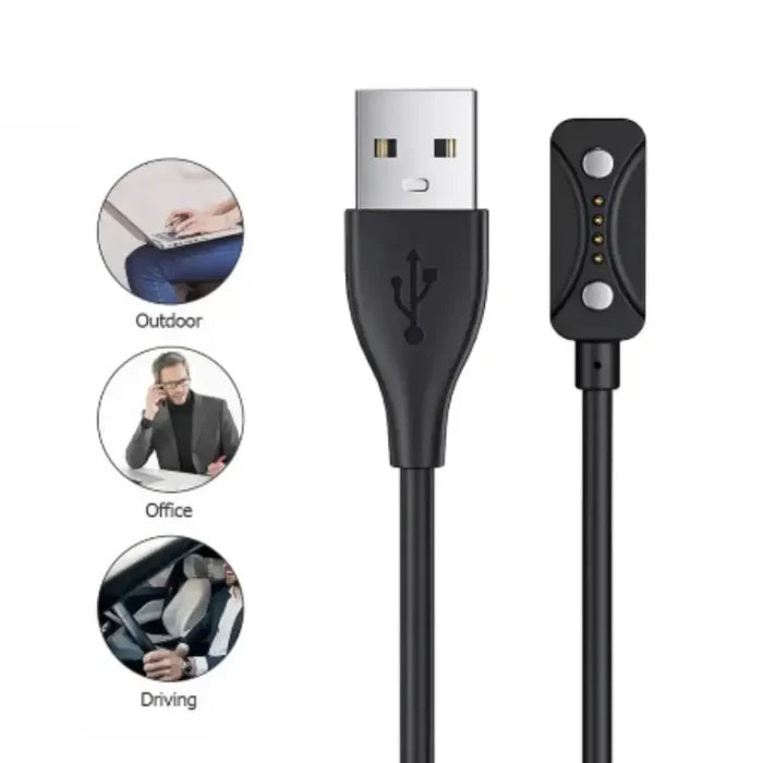 Habicare 1m magnetic USB charger for Polar Pacer Pro and Ignite 3 fitness watches, compatible TWS charging cable.