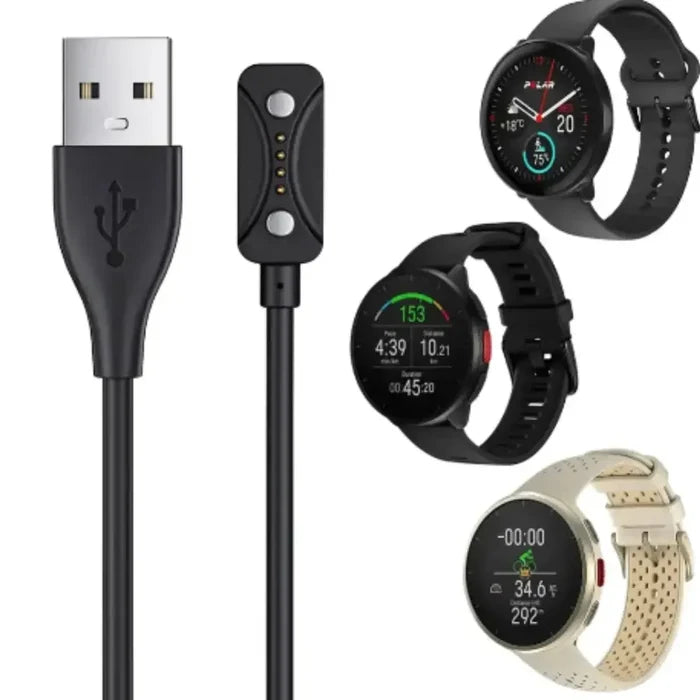 Habicare magnetic USB charger for Polar Pacer Pro and Ignite 3 fitness watches, 1-meter TWS charging cable.