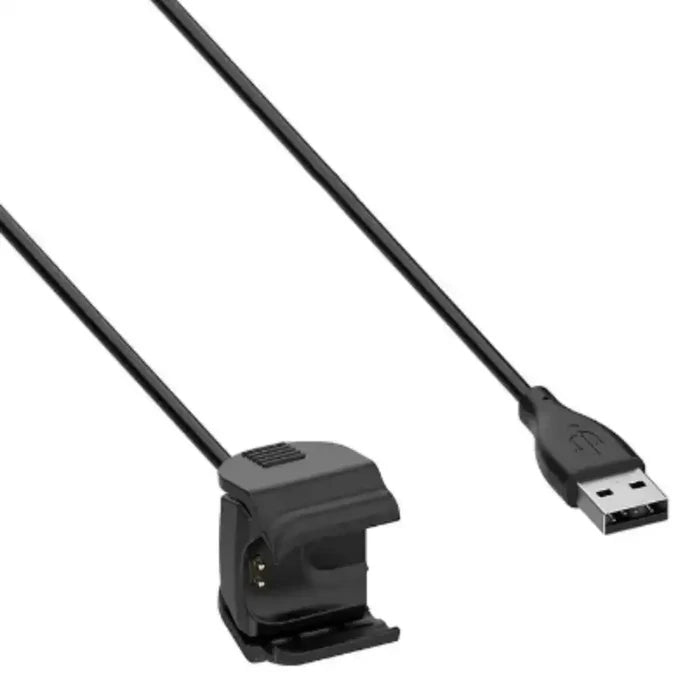 Habicare TWS USB charger for Xiaomi Mi Band 2 to 8, compact charging dock with USB connector and colorful band display.