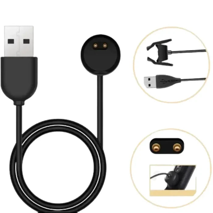 Habicare magnetic USB charger for Xiaomi Mi Band 7 Pro & Series 2-7, compact TWS charging dock with magnetic connection.