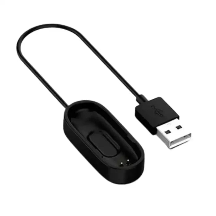 Magnetic USB charger for Xiaomi Mi Band 2-7 TWS fitness trackers by Habicare, shown connected to the device.