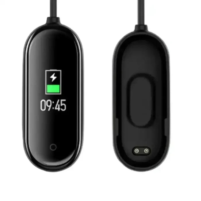 Magnetic USB charger for Xiaomi Mi Band 2 to 7, compatible with Habicare TWS fitness tracker, shown connected to the device.