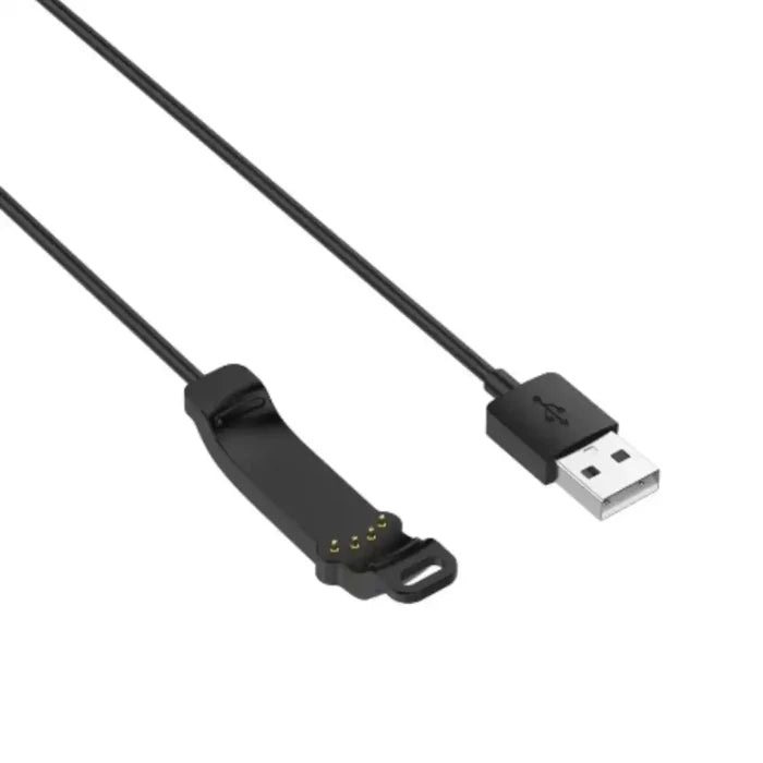 Habicare USB charging cable for Polar Unite watch, TWS compatible, shown connected for charging.