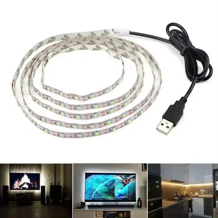 HBC USB LED strip light by Habicare with multiple color options, flexible light strip suitable for ambient or decorative lighting.