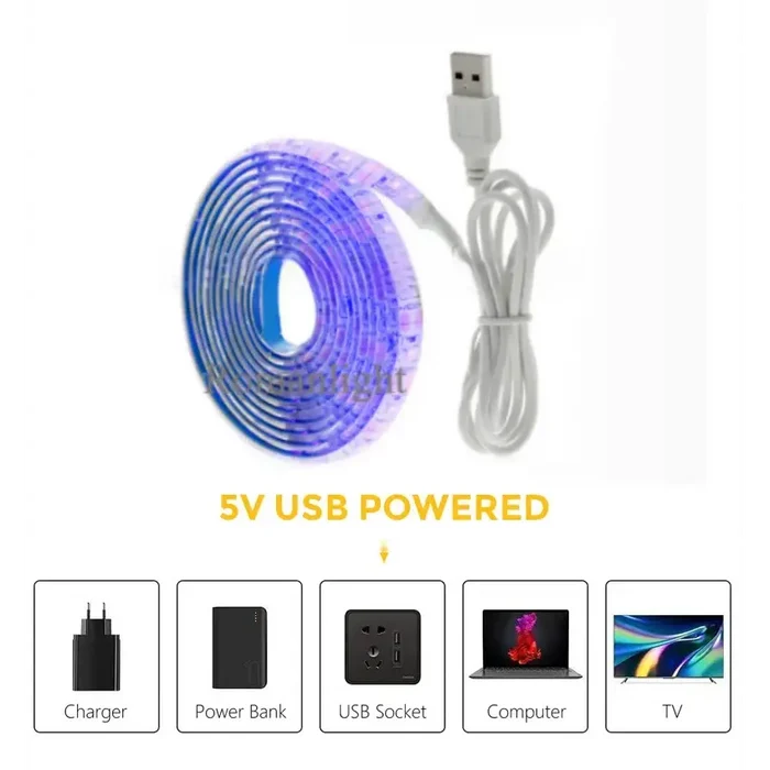 HBC USB LED strip light by Habicare with multiple color options, flexible design for decorative or ambient lighting.