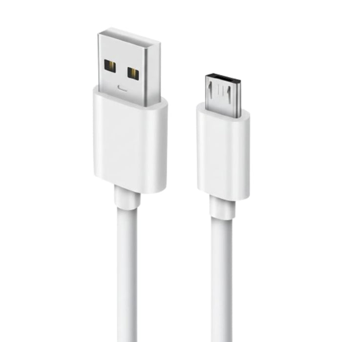 White 1m USB-A to Micro-USB charger cable for Sony SmartWatch 2 and 3, shown coiled with connectors visible.