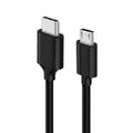 Black 1m USB-C to Micro-USB charger cable for Sony SmartWatch 2 and 3, compatible with smartwatches, shown in the image.