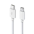 White USB-C to Micro-USB charger cable for Sony SmartWatch 2 and 3, 1 meter long, compatible with Sony smartwatches.