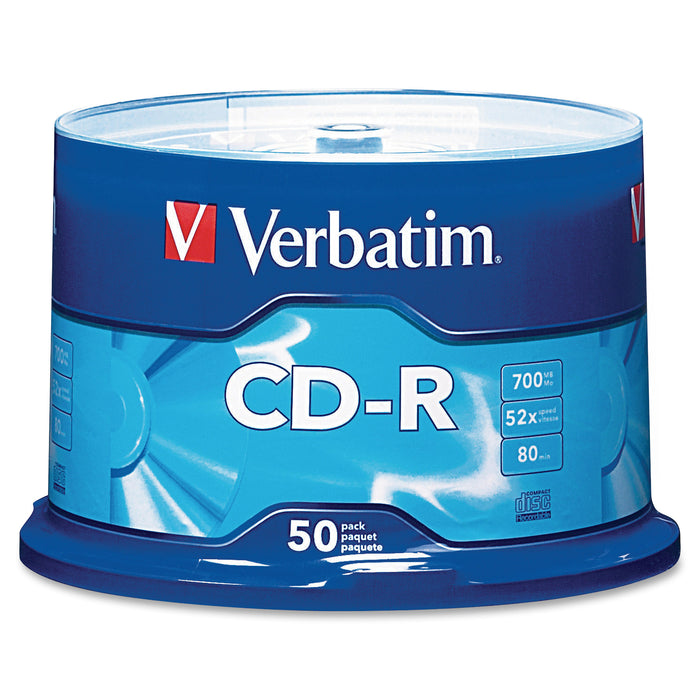 Verbatim CD-R 700MB 52X with Branded Surface - 50pk Spindle