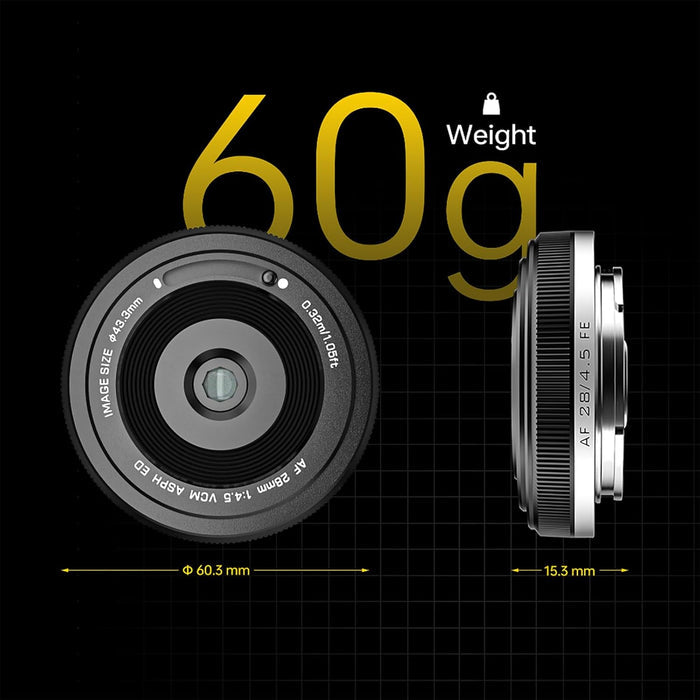 VILTROX 28mm F4.5 Lens for Sony E Mount Full Frame Auto Focus Fixed Aperture Ultra Thin Lens