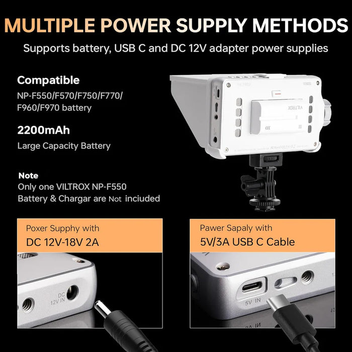 VILTROX DC-V1 Camera Field Monitor, Touch Screen Camera Monitor with 4K HDMI Input/Output