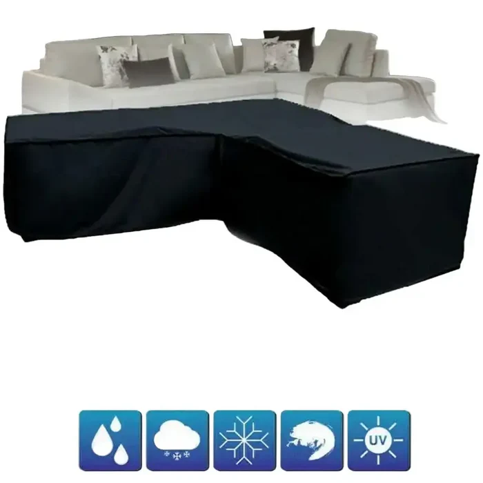 Habicare V/L-Shape waterproof garden sofa cover for rattan corner furniture, protecting outdoor furniture from rain and dust.