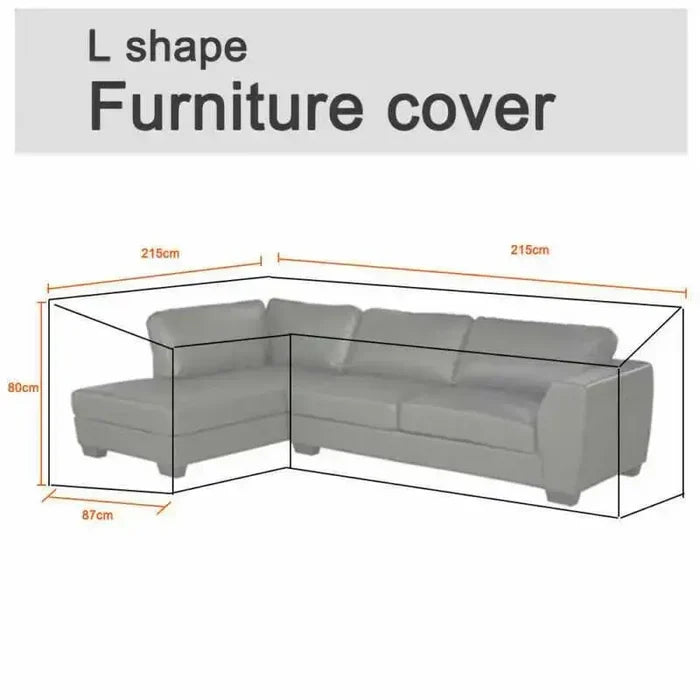 Habicare V/L-shape waterproof garden sofa cover protecting rattan corner furniture, available in various sizes.