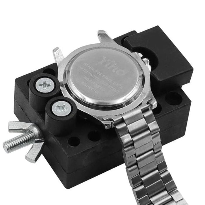 That Watch Shop watch back cover remover vice tool for opening and repairing watch cases, with a secure adjustable clamp.