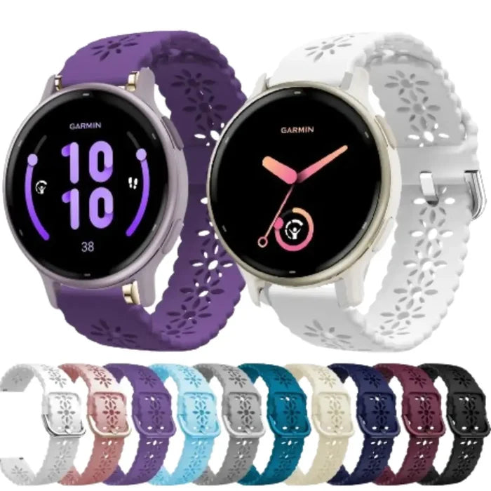 Habicare TWS watch band for Garmin Forerunner 55 and 158 series in 10 colors, showing multiple colorful band options.