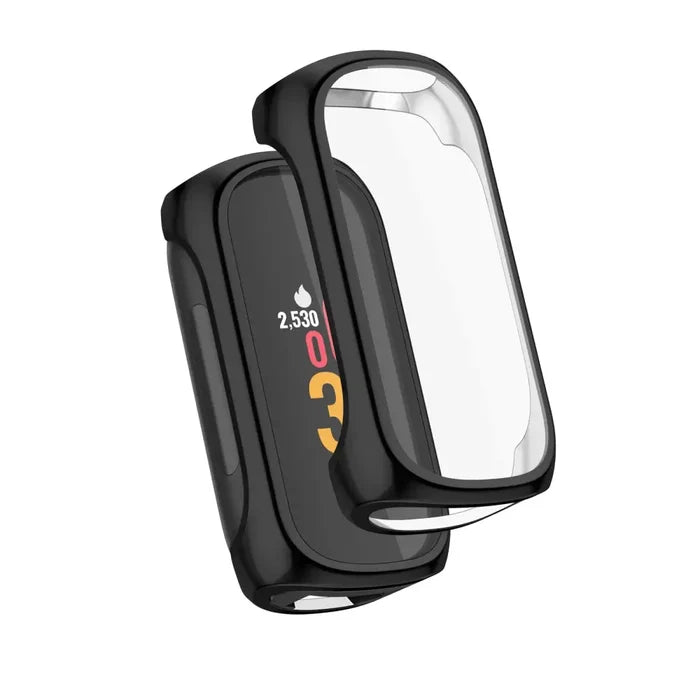 Black Habicare TWS watch case designed for Fitbit Inspire 3, providing protective storage for the fitness tracker.