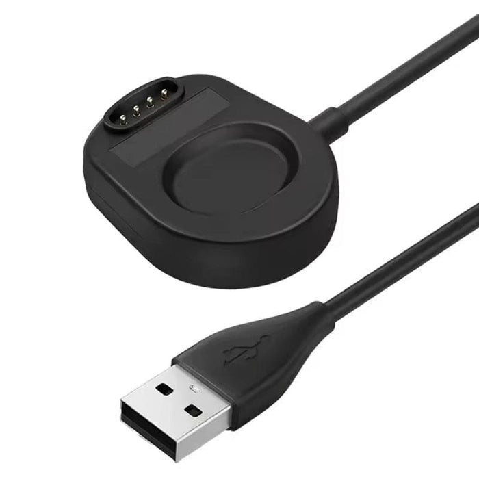 Black USB watch charger compatible with Suunto 7 smartwatch, designed for efficient charging and easy connection.