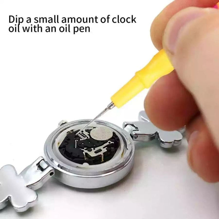 That Watch Shop watch oiler kit with precision tools for watch maintenance and oiling, including syringes and oil bottles.