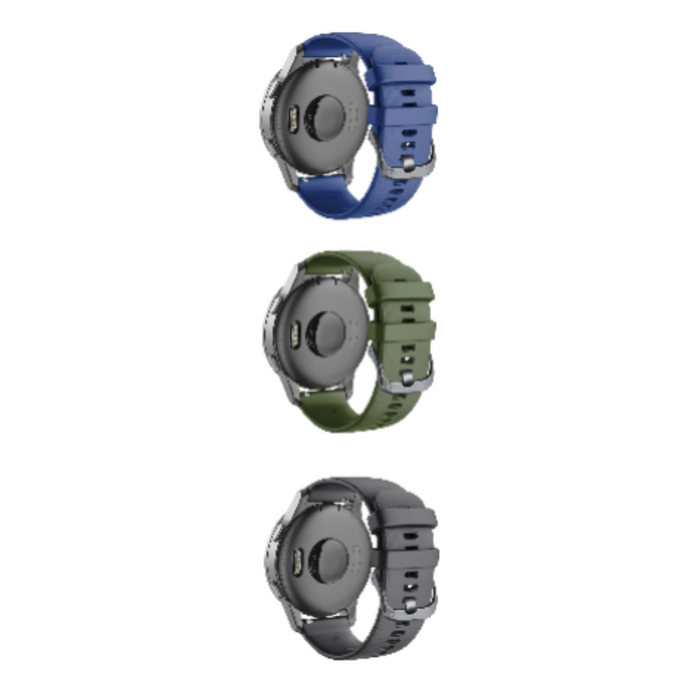 Habicare TWS watch strap in 20mm for Garmin Approach S12/S42 series, available in nine colors, shown in black and blue options.