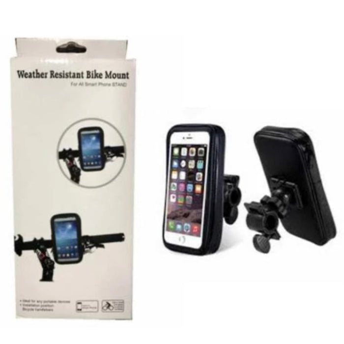 Waterproof 9eight5 bicycle and e-scooter phone holder with weather-resistant case, designed to protect smartphones during rides.