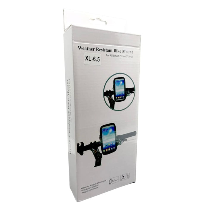 9eight5 waterproof bike and e-scooter phone holder, large size fits phones up to 6.7 inches, water-resistant and secure attachment.