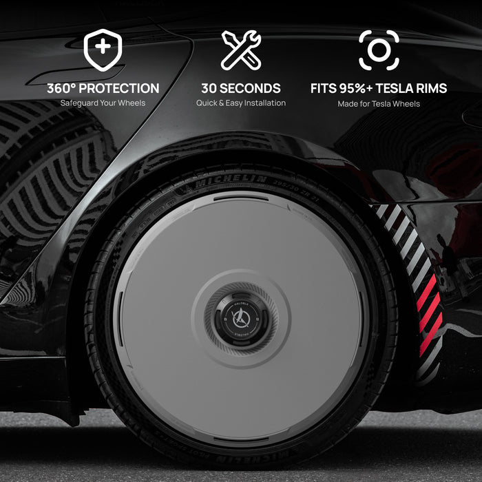White Tesla Wheel Covers: HALODISC 2 RTP | HALOBLK
