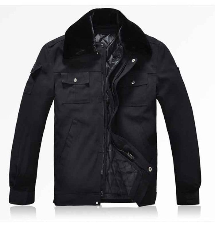 Winter security cotton jacket by Mead's Supply & Equipment Outfitters, thick warm workwear jacket with durable fabric and secure fit.