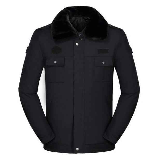 Thick winter security cotton jacket by Mead's Supply & Equipment Outfitters, designed for warmth and durability in workwear.