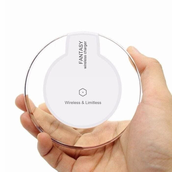 9eight5 wireless charger for phones and tablets, 10W fast charging pad with sleek design and compact form factor.