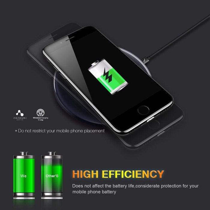 Wireless charging receiver for iPhone by 9eight5, compact phone accessory with multimedia and audio compatibility.