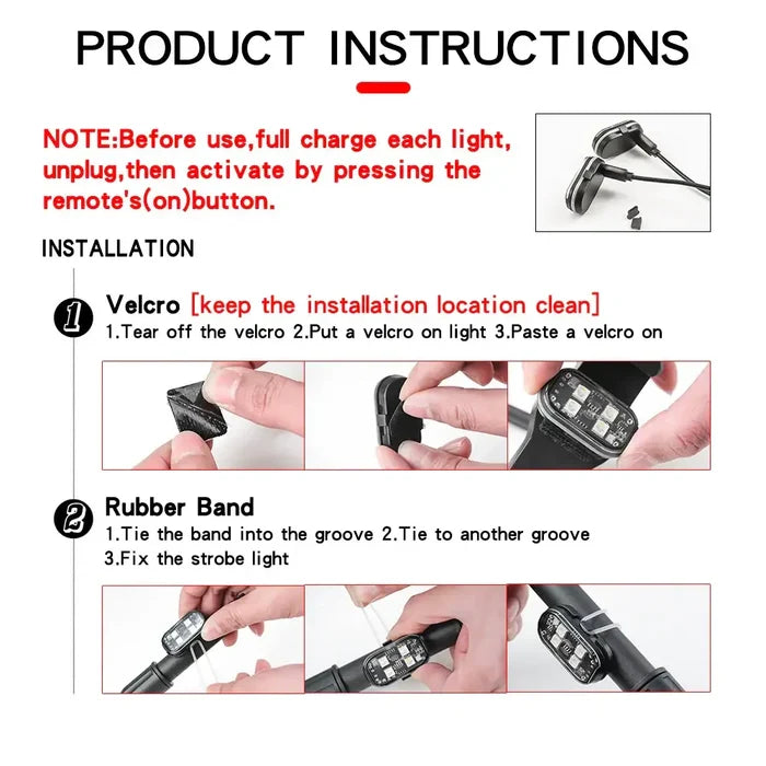 HBC Habicare Wireless LED Strobe Lights with 8-color options, rechargeable, anti-collision warning lights for safety and visibility.