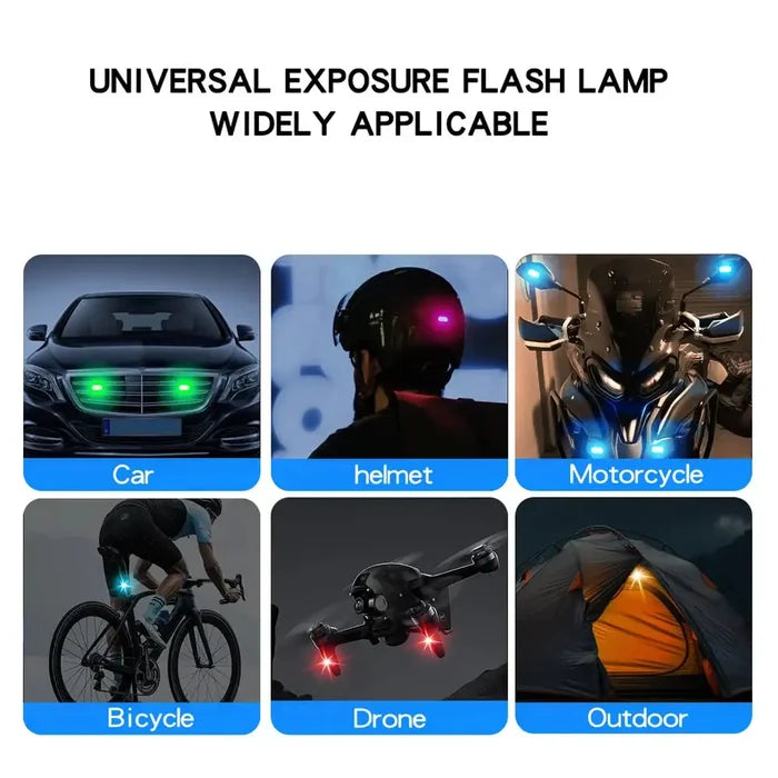 HBC Habicare wireless LED strobe lights in 8 colors with rechargeable battery and anti-collision warning feature.