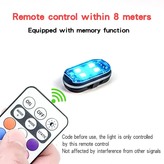 HBC Habicare wireless LED strobe lights in 8 colors, rechargeable, anti-collision warning lights with LED bulbs.