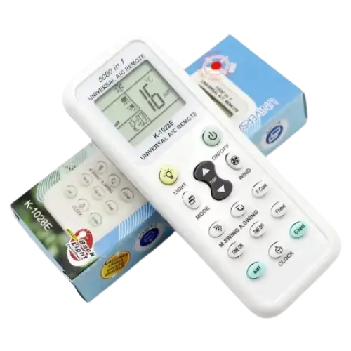 Habicare HBC wireless remote control for heat pump and AC unit, showing buttons and display for easy climate control.
