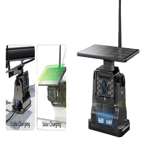 Wireless Solar 5-inch rear view monitor by Habicare, HBC brand, showing a clear screen with vehicle camera feed.