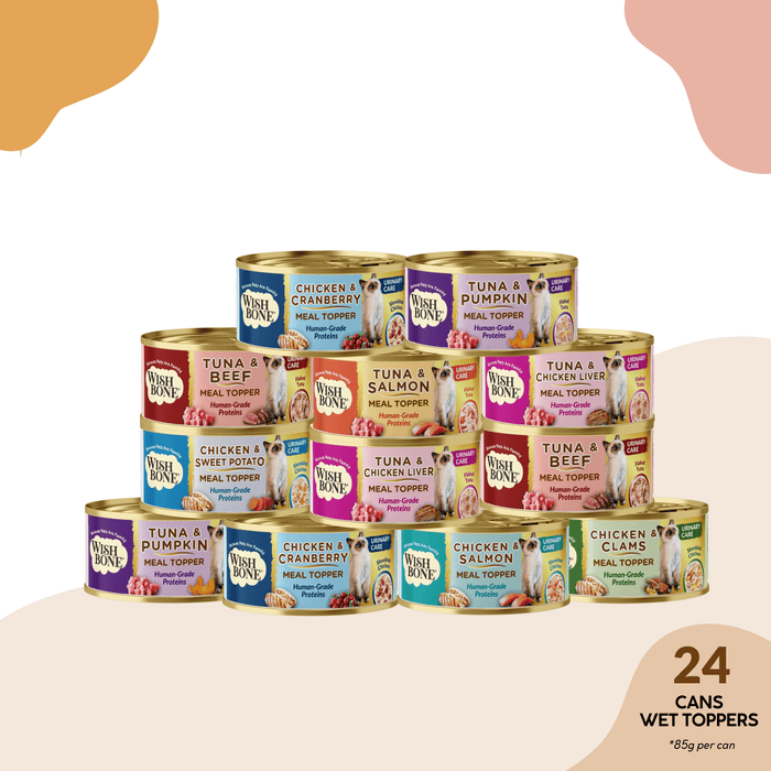 Kooky Kibble NZ Wishbone Urinary Care Cat Food Topper Bundle featuring nutritious wet cat food for urinary health.