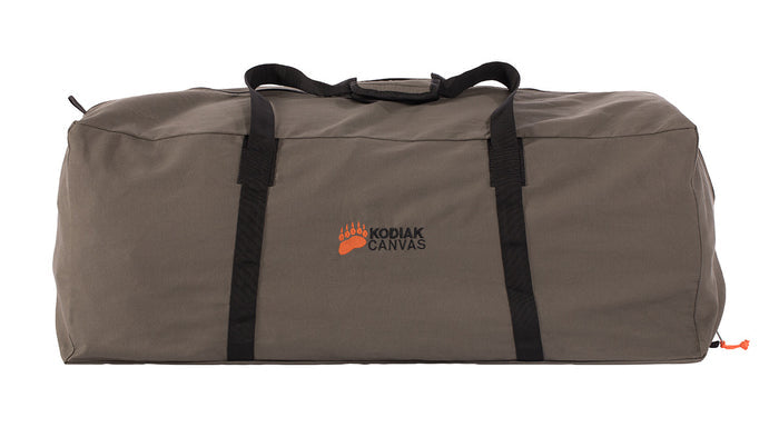 Durable Kodiak Canvas duffel bag in gray, perfect for outdoor adventures and travel.